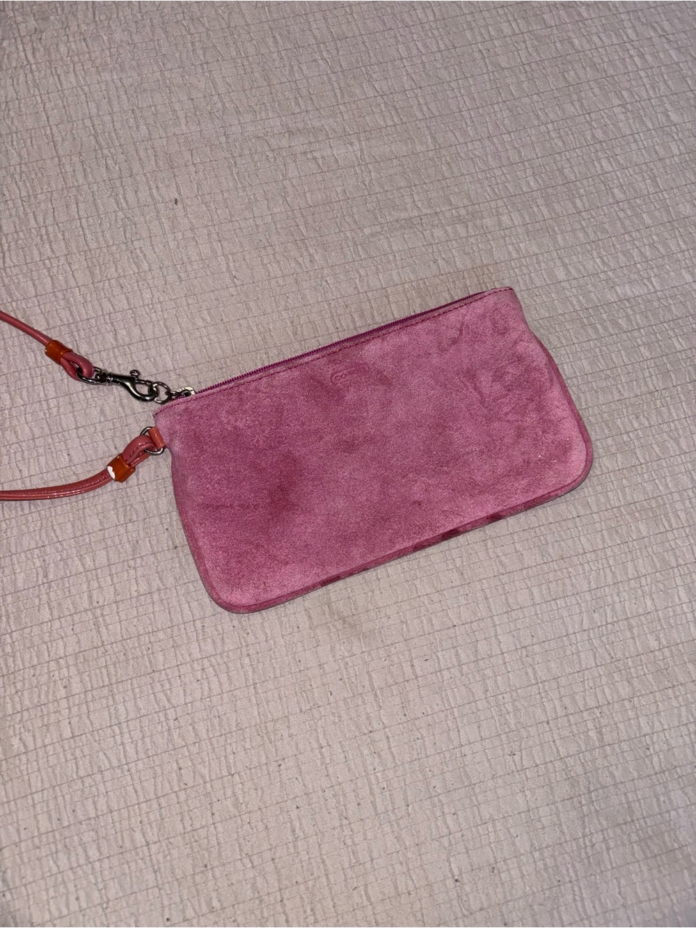 Coach Pink Suede Wristlet Clutch